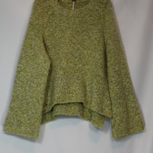 Free People slouchy sweater high low top yellow, black white colors size Medium - Picture 9 of 9